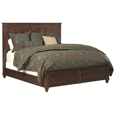 Queen Size Panel Bed with Low Footboard and Rustic Cottage Home Style